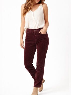 LOFT Burgundy Velvet Skinny Pants High Rise Stretch Size 0 25 Wine Red